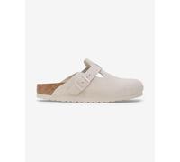 Sabot Birkenstock Boston Suede Leather Largo Stretto bianco marrone - 37