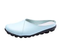 Sabot da donna senza schienale, casual, senza lacci, con suola a bolla testurizzata, tomaia sintetica liscia, calzature da passeggio per tutti i giorni, zoccoli piatti leggeri, Verde menta, 38 EU
