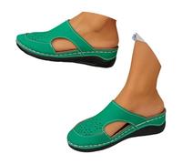Sabot Donna Con Zeppa Eleganti Sandali Estive Comode Chiuse Davanti Sabot Vintage Leggeri Gomma Comodi Ciabatte Camminare Bassi Antiscivolo Zeppe Slippers Casual Traspirante Mules Piscina Spiaggia