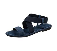 Sabot Donna Estive Eleganti Sandali Da Spiaggia Sandali per scarpe traspiranti con fondo piatto e morbido in denim con fascia elastica da donna Ciabatta Estiva Comodi Estivi (Blue 42)