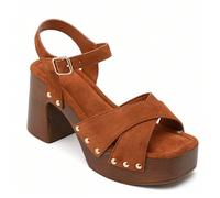 Sabot e sandali con plateau e finitura rivettata - Allure Rétro Chic Il carattere del legno incontra la modernitàRidefinisci il tuo stile con la collezione di chaussures semelle épaisse aspetto bois,