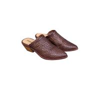 Sabot Frau Donna in pelle intrecciata a mano 07V0 Marrone