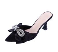 Sabot scarpe donna D orsay raso fiocco strass tacco rocchetto TOOCOOL LM19001