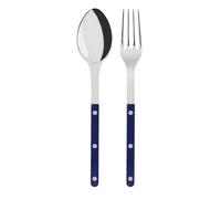 SABRE PARIS - Servizio di posate 2 pezzi - Bistrot - Forchetta grande e cucchiaio - Acciaio inossidabile e nylon - Va in lavastoviglie - Color Blu Marino
