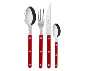 SABRE PARIS - Servizio di posate 24 pezzi - Bistrot - Coltello, forchetta, cucchiaio e cucchiaino - Acciaio inox e nylon - Va in lavastoviglie - Bordeaux
