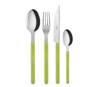 SABRE PARIS - Servizio di posate 4 pezzi - Bistrot - Coltello, forchetta, cucchiaio e cucchiaino - Acciaio inox e nylon - Va in lavastoviglie - Lime