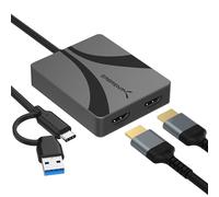 SABRENT Adattatore da USB tipo C/A a doppio HDMI, 4K a 60Hz, modalità estesa e specchio, compatibile con Alt Mode + DisplayLink, audio stereo/5.1, supporto HDCP, alloggiamento in alluminio, Plug