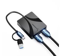 SABRENT Adattatore da USB tipo C/A a doppio HDMI, 4K a 60Hz, modalità estesa e specchio, compatibile con Alt Mode + DisplayLink, audio stereo/5.1, supporto HDCP, alloggiamento in alluminio, Plug