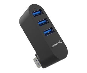 SABRENT Hub USB, Multipresa USB 3.2 Gen 1, Sdoppiatore USB girevole, 3 Porte USB 3.2 Gen1, per PS4/PS5, laptop, PC, stampante, chiavetta USB, MacBook, rotazione di 90/180°, alluminio, NERO, (HB-R3MB)