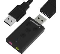 SABRENT Scheda audio USB cuffie e microfono per MAC e Windows, Adattatore audio presa USB, Plug & Play, Con pulsanti, per PS4, PS5, Windows e MAC Nessun driver necessario [Nero] (AU-DDAB)