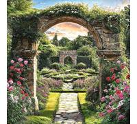 Sabrikas Let Your Creative Spirit Run Free Tenda da doccia con archi in pietra con fiori e tappezzeria, 180 x 180 cm (larghezza x altezza)