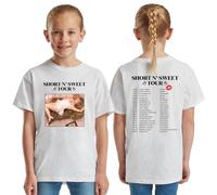 Sabrina 2025 Tour Kids T-Shirt Short 'N Sweet UK Europe Carpenter Concert Date Ragazzi Ragazze Fan Tee Merch, bianco, 12-13 Years