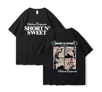 Sabrina Carpenter Maglietta Moda Casual Maniche Corte Cotone Top Unisex Vintage T-Shirt per Uomo Donna XS~4XL-Black||s