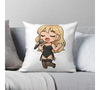 Sabrina Carpenter Singing Chibi federa quadrata poliestere lino velluto modello zip decorativo auto federa