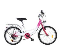 SABUIDDS 20 Pollici Premium City Bike, Bicicletta da Donna a 6 Marce, Bicicletta Comfort per Ragazze Donne, Bici da Trekking Premium con Luce per Intrattenimento, Shopping o Movimento, Rosa e Bianco