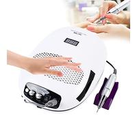 SABUIDDS Lampada 3 in 1 per asciugacapelli, 140 W, UV LED, lampada per unghie in gel con aspirapolvere e fresa elettrica per unghie in gel, dita e dita dei piedi, per asciugatrice, Bianco