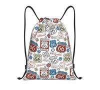 sac a corde Borse con coulisse vintage Route 66 per allenamento yoga zaini per donne e uomini America Highways sport palestra zaino