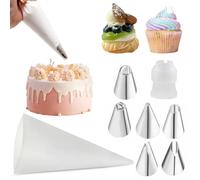 Sac à poche con beccucci, set di 6 beccucci, sac à poche riutilizzabili, 31 cm, EVA Piping Bag con adattatore, accessori da forno per decorare torte e pasticcini