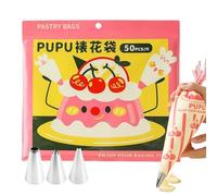 Sac à poche per torta - Set di 50 pezzi e 3 beccucci | Set di decorazioni per torte al forno, sacchetti da pasticcere per la glassa di torte, biscotti e cupcake a casa 2