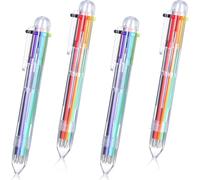 Sacala - Confezione da 4 penne a sfera retrattili multicolori 6 in 1, ideali per ufficio, scuola, studenti e bambini, idea regalo