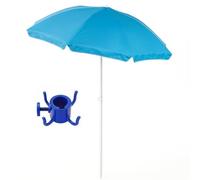 SACAR Ombrellone POLY + Gancio Appendi Oggetti - Richiudibile in 3 Sezioni con Custodia - Regolabile e Leggero per Mare e Viaggio (1 OMBRELLONE + 1 GANGIO BLU)