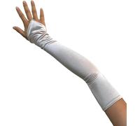 SACASUSA Guanti da sposa senza dita in raso lungo 58,4 cm sopra il gomito in 20 colori, Argento, taglia unica