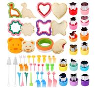 SACBRZZ 48 Pezzi Formine per Biscotti, Carino Formine per Sandwich in Acciaio Inox, Taglierine per Sandwich E Sigillante,Dinosauro Orso Cuore Stella a Forma Di Stampi per Biscotti per Frutta E Verdura