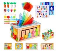 SACBRZZ Giochi Montessori 1 Anno, 7-in-1 Cubo Montessori 1 Anno 2 3 4,con Sciarpa a 8 Strati,Giocattoli Bambini, Legno di Giochi Educativi 1 2 3 Anni, Giocattolo Educativo per Regalo Bambino Bambina