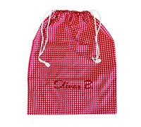 Sacca asilo nido unisex in cotone a quadretti misura grande 44 x 34 cm, personalizzabile con nome ricamato in colore a scelta, zainetto scuola bimbo bimba (rosso)