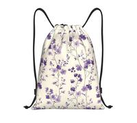 Sacca con Cordoncino Classic Purple Flower Print Borsa Coulisse Pieghevole Zaini Sportivi Scuola per Spiaggia Yoga Nuoto