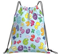 Sacca con Coulisse 36x42cm, Color Numbers Maths Sacca Sportiva Palestra Impermeabile di Grande capacità Borsa per La Scuola, per Compleanno, Arrampicata, Scuola