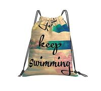 Sacca con Coulisse 36x42cm, Just Keep Swimming Zaino Borsa Durevole Impermeabile Coulisse Tasche, per Ciclismo, Compleanno, Donna