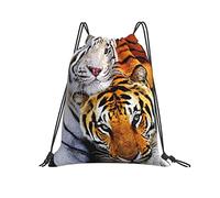Sacca con Coulisse 36x42cm, White Tiger And Tiger Sacca Sportiva Durevole Multifunzione Coulisse Tasche, per Yoga, Ciclismo, Escursionismo