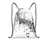 Sacca con Coulisse Black Music Note Pattern Sacca Sportiva Durevole Multifunzione Borse Sportive Unisex, per Donna, Arrampicata, Festa, 36x42cm