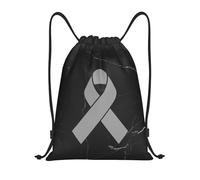 Sacca con Coulisse Brain Cancer Awareness Gray Ribbon Sacca Sportiva Impermeabile di Grande capacità Borsa da Spiaggia, per Spiaggia, Arrampicata, Ciclismo, 36x42cm