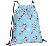 Sacca con Coulisse Christmas Candy Cane Sacca Sportiva Palestra Durevole Impermeabile Coulisse Tasche, per Uomo, Palestra, Escursionismo, 36x42cm