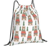 Sacca con Coulisse Christmas Cute Funny Bear Sacca Sportiva Impermeabile di Grande capacità Borsa da Ginnastica, per Scuola, Uomo, Donna, 36x42cm