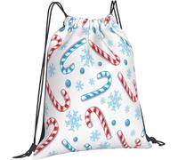 Sacca con Coulisse Christmas Hipster Candy Cane Zaino Borsa Durevole Impermeabile Borse Sportive Unisex, per Festa, Arrampicata, Yoga, 36x42cm