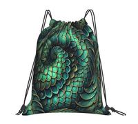 Sacca con Coulisse Dark Green Teal Dragon Scales Zaino per Bambine Durevole Impermeabile Borse Sportive Unisex, per Ciclismo, Donna, Spiaggia, 36x42cm