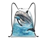 Sacca con Coulisse Dolphin Looking At You Print Sacche da Palestra Durevole Multifunzione Borse Sportive Unisex, per Compleanno, Donna, Palestra, 36x42cm