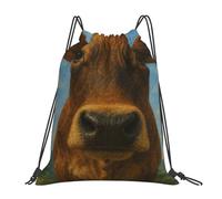 Sacca con Coulisse Farm Cow Portrait Animal Sacche da Palestra Durevole di Grande capacità Borsa da Ginnastica, per Donna, Arrampicata, Festa, 36x42cm