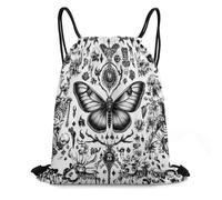 Sacca con Coulisse Goth Skull Head Witch Black Sacca Sportiva Impermeabile Durevole Borsa Nuoto, per Festa, Donna, Spiaggia, 36x42cm