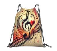 Sacca con Coulisse Hearts Music Notes Music Clefs Zaino Borsa Impermeabile di Grande capacità Borsa per La Scuola, per Compleanno, Donna, Yoga, 36x42cm
