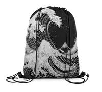 Sacca con Coulisse Japan Wave Ocean Wave Mount Traspirante Borsa con Cordoncino Pieghevole Sacca da Palestra per Uomo Nuoto Calcio 39X46Cm