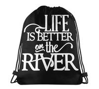Sacca con Coulisse Life Is Better On The River Zaino per Bambini di Grande capacità Impermeabile Borse Sportive Unisex, per Escursionismo, Uomo, Donna, 36x42cm