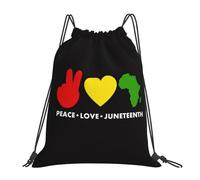 Sacca con Coulisse Peace Love Juneteenth Freedom 1865 Resistente Borsa da Ginnastica Spazioso Sacca Sportiva per Donna Vacanze Ginnastica 39X46Cm