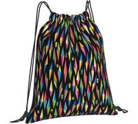 Sacca con Coulisse Rainbow Geometric Skull Pattern Sacca Ginnastica Durevole Multifunzione Borsa Nuoto, per Escursionismo, Donna, Yoga, 36x42cm