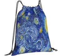 Sacca con Coulisse Starry Night Moon Art Zaino per Bambine Impermeabile di Grande capacità Borsa per La Scuola, per Uomo, Escursionismo, Donna, 36x42cm