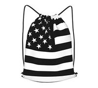Sacca con Coulisse The Black American Flag Zaino Borsa Durevole Impermeabile Coulisse Tasche, per Yoga, Festa, Spiaggia, 36x42cm