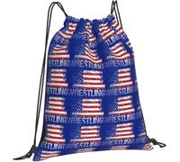 Sacca con Coulisse Wrestling American Flag Hipster Sacca Sportiva Durevole Multifunzione Borse Sportive Unisex, per Arrampicata, Uomo, Festa, 36x42cm